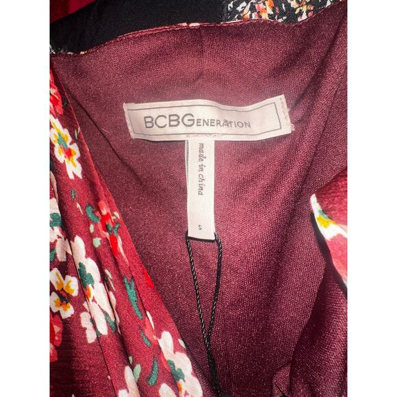 BCBGeneration Cowl Neck Ruched Slip Dress Midi Floral Print size Small - Picture 7 of 8